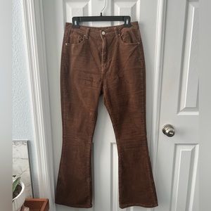 Brown corduroy kick flare pants